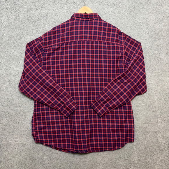 IZOD Men Shirt 2XLT Red Pink Blue Plaid Big & Tall Button Up Long Sleeve Preppy - Picture 2 of 6